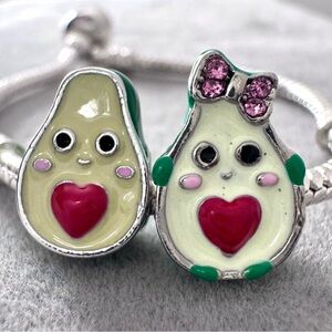Cute Mr and Mrs Avocado In Love Charms fits PANDORA